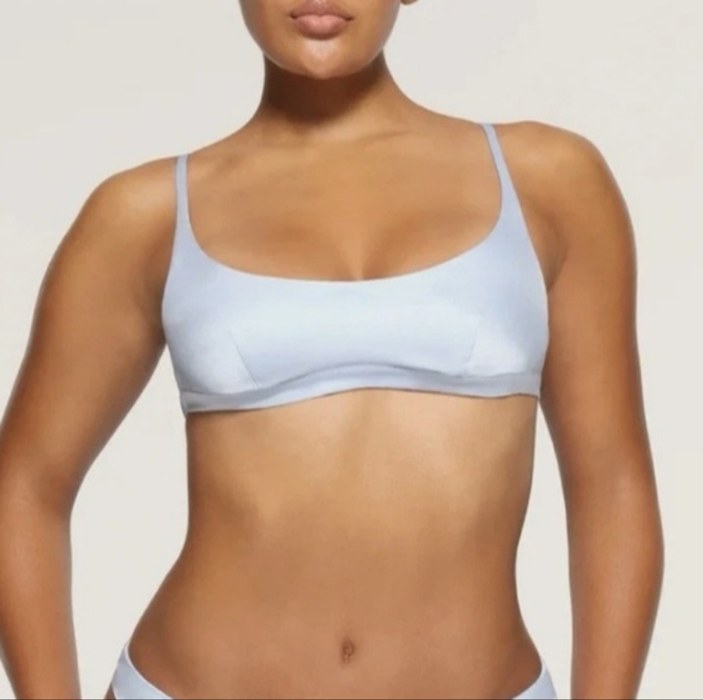 (H1) NWT,SKIMS SKIMPY SILK BRIDAL BRALETTE, SIZE:4X, COLOR:GLACIER BLUE